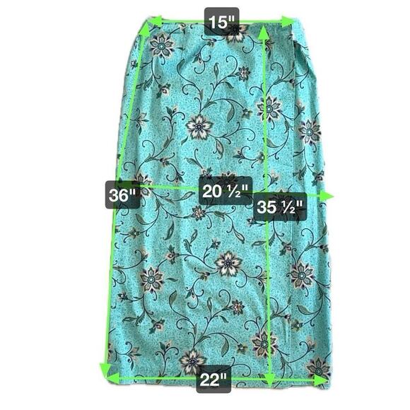 Talbots Stretch Cotton Maxi Wrap Skirt Turquoise Tropical Floral Size 12 NWOT - Picture 6 of 11